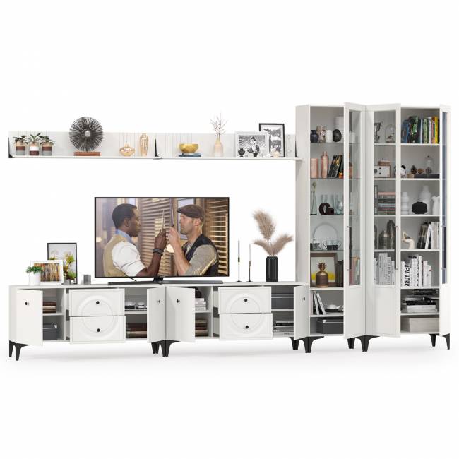 Валенсия стенка для гостиной № 86 цвет белый шагрень Валенсия стенка для гостиной № 86 цвет белый шагрень