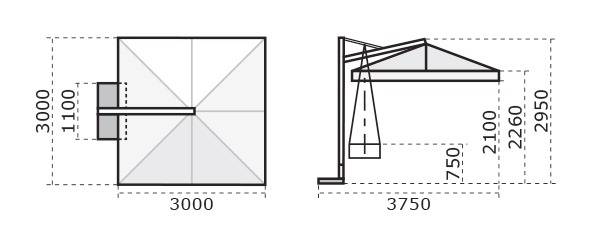 Зонт профессиональный 3х3 м Galileo Starwhite белый, слоновая кость 3000х3000 мм