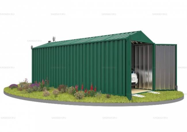 Хозблок SKOGGY секционный с двускатной крышей 6 х 2 м, зелёный мох