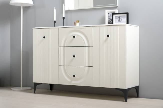 Комод-ТВ-тумба Валенсия 13.309 с навесной полкой цвет белый шагрень