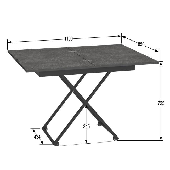 Стол универсальный трансформируемый АНДРЭ Loft ЛДСП терраццо/чёрный