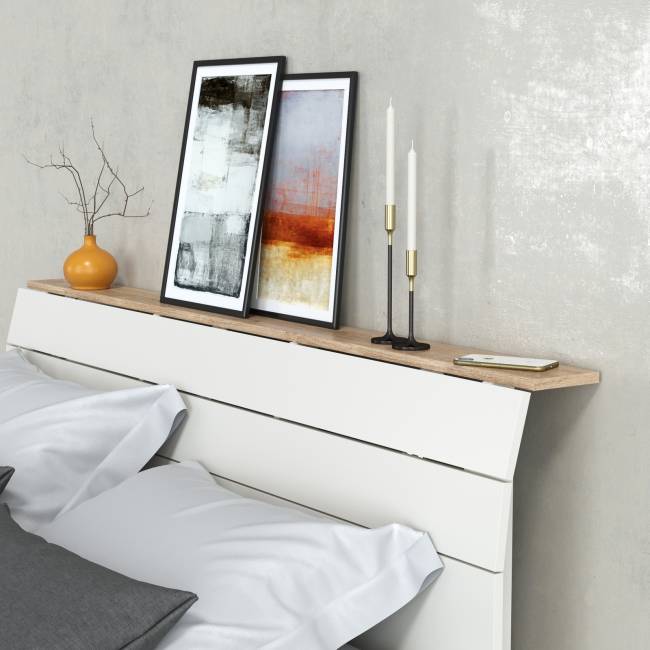 Мебель для спальни Муссон № 15 кровать на 1600 цвет белый/дуб эндгрейн элегантный, ортопед Мебель для спальни Муссон № 15 кровать на 1600 цвет белый/дуб эндгрейн элегантный, ортопед