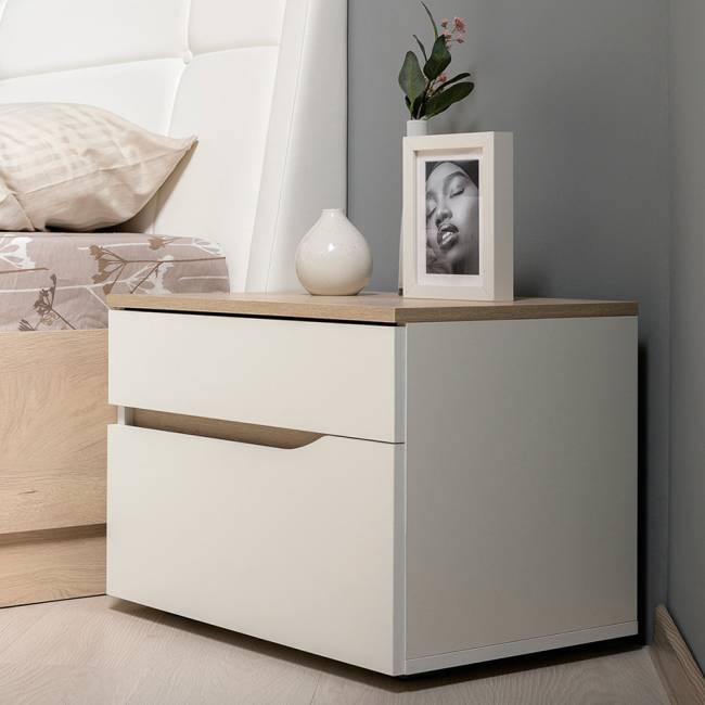 Мебель для спальни Муссон № 15 кровать на 1600 цвет белый/дуб эндгрейн элегантный, ортопед Мебель для спальни Муссон № 15 кровать на 1600 цвет белый/дуб эндгрейн элегантный, ортопед