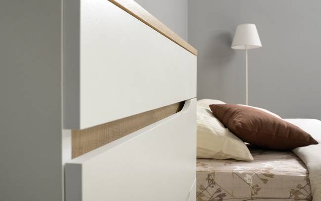 Мебель для спальни Муссон № 15 кровать на 1600 цвет белый/дуб эндгрейн элегантный, ортопед Мебель для спальни Муссон № 15 кровать на 1600 цвет белый/дуб эндгрейн элегантный, ортопед