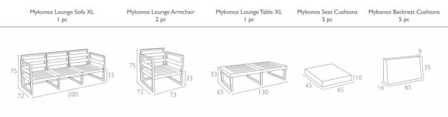 Комплект пластиковой мебели Mykonos XL серебристый, темно-серый Комплект пластиковой мебели Mykonos XL серебристый, темно-серый