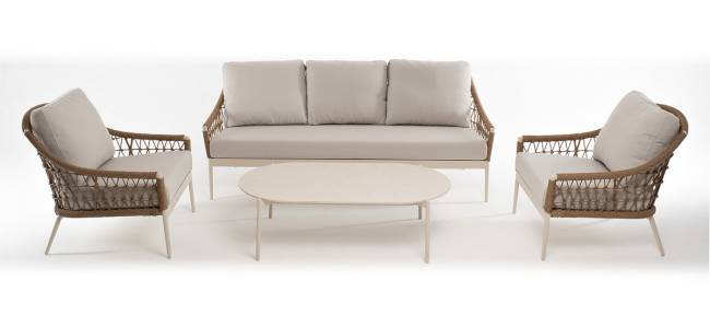 "Венеция" лаунж-зона из искусственного ротанга, цвет соломенный