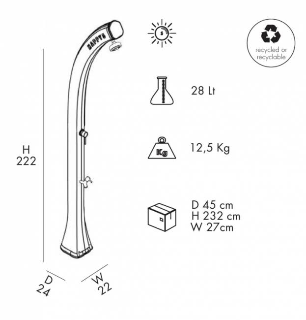 Душ солнечный Happy Five F 520 антрацит 220х240х2220 мм