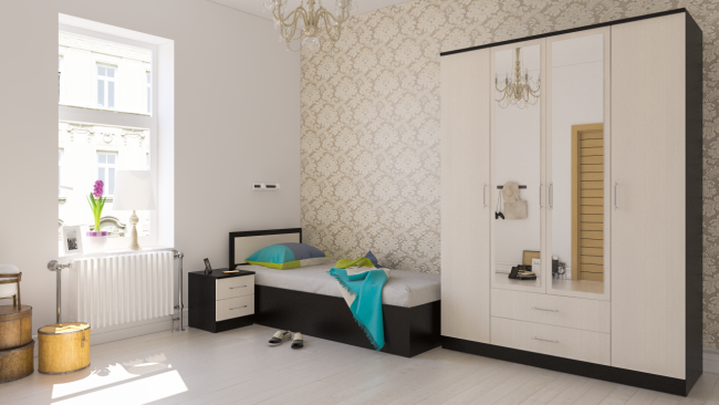 Шкаф 4-х створчатый Фиеста цвет венге/дуб лоредо Шкаф 4-х створчатый Фиеста цвет венге/дуб лоредо