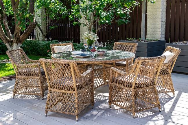 "Эспрессо - 150 L" обеденная группа плетеная, цвет соломенный