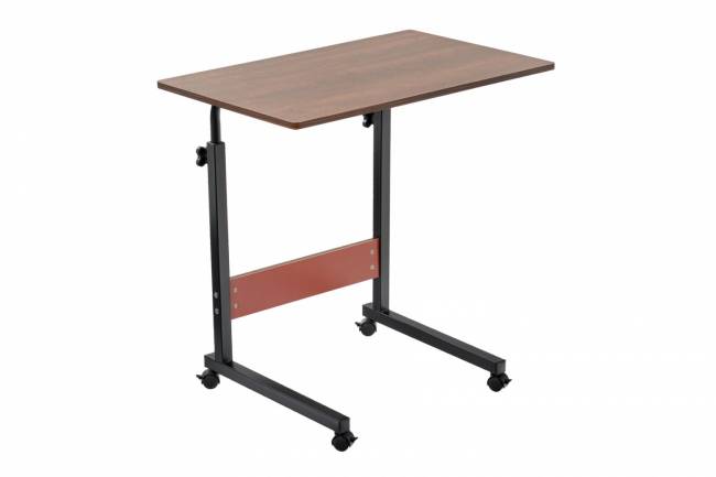 Стол многофункциональный на колесах, 60x40 см, «РОЛЛ», 2 ножки, регул.высота, мдф, металл, тёмн. дерево, черный Стол многофункциональный на колесах, 60x40 см, «РОЛЛ», 2 ножки, регул.высота, мдф, металл, тёмн. дерево, черный