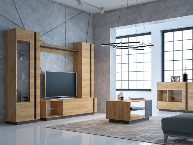 Шкаф комбинированный Арчи 10.05, цвет дуб крафт золотой/камень тёмный, универсальный