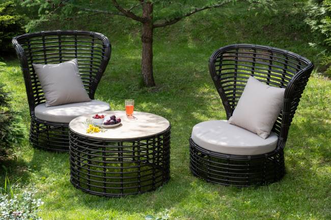 "Парма" кофейный комплект из искусственного ротанга, цвет бронзовый "Парма" кофейный комплект из искусственного ротанга, цвет бронзовый