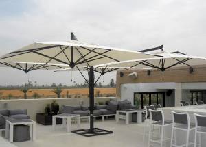 Зонт профессиональный четырехкупольный 6х6 м Alu Poker Dark антрацит, слоновая кость 6000х6000 мм