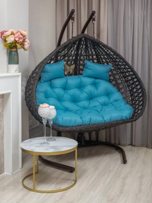 Подвесное двухместное кресло из искусственного ротанга "FRESCO GRANDE", коричневый