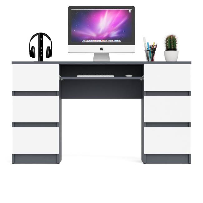 Компьютерный стол с двумя тумбами Мори МС-2 цвет графит/белый Компьютерный стол с двумя тумбами Мори МС-2 цвет графит/белый