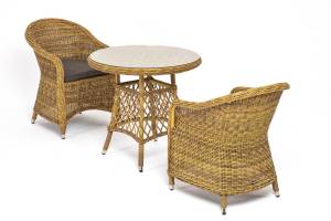 "Эспрессо - 80 R" обеденная группа плетеная, цвет соломенный