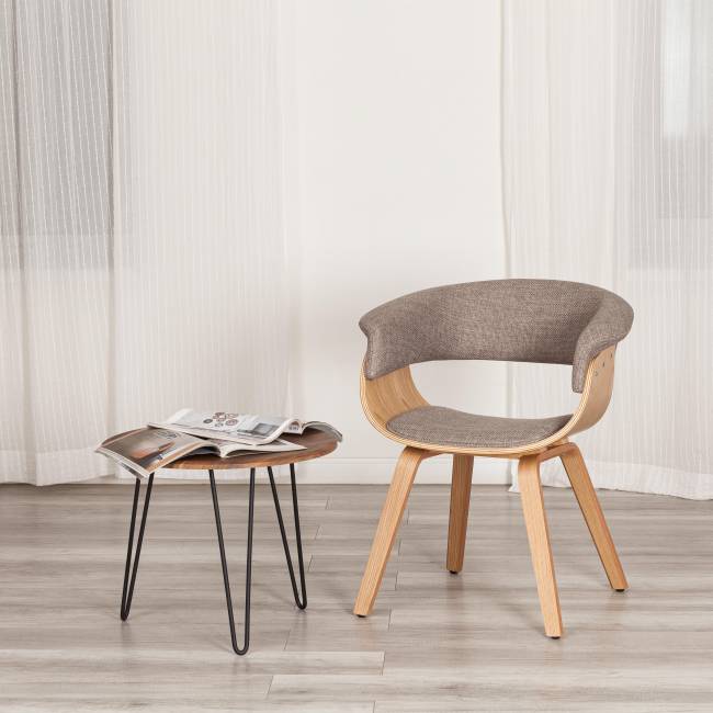 Стул VIMTA (mod.8021) дерево / ткань, 69х56х77 см, натуральный/бежевый, Aimcasa 5 береза, серый дерево / ткань