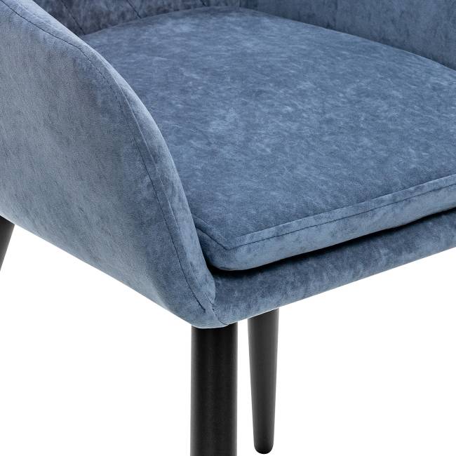 Стул с подлокотниками Leset Слим, каркас Черный, велюр Синий Синий Черный