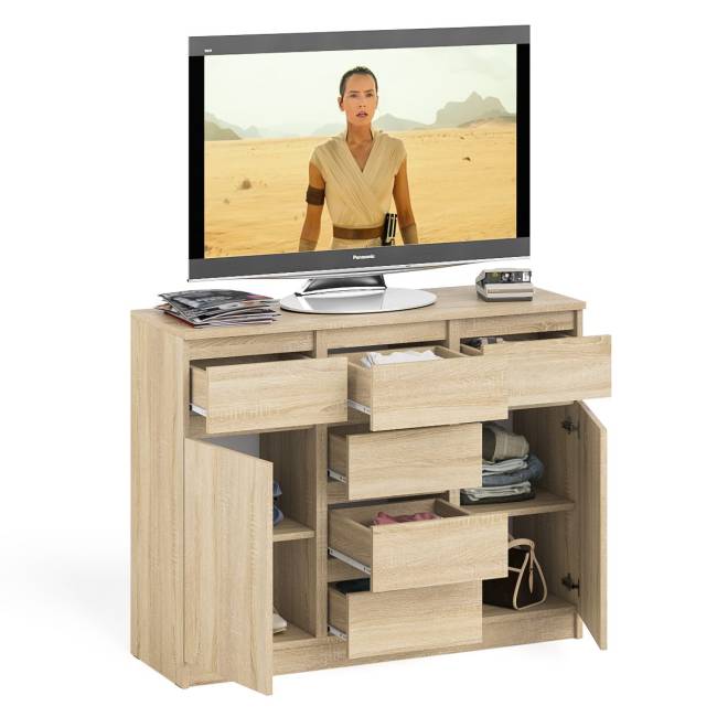 Комод с ящиками и дверками Мори МК1200.4 цвет дуб сонома Комод с ящиками и дверками Мори МК1200.4 цвет дуб сонома