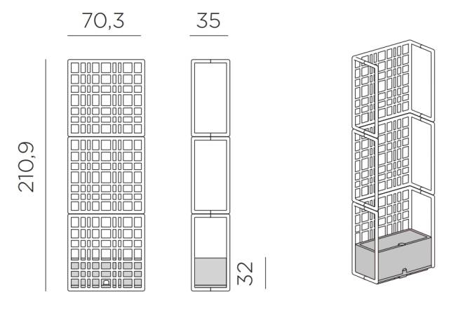 Кашпо пластиковое модульное Sipario 3 кактус 703х350х2109 мм