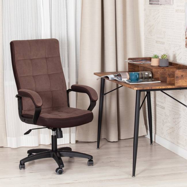 Кресло TRENDY (22) флок/ткань, коричневый, 6/TW-24 коричневый флок/ткань