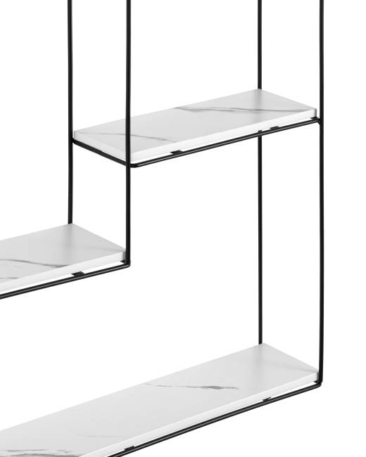 Полка Square черная белый мрамор