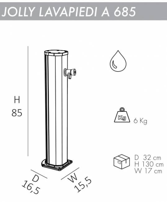 Душ уличный для ног Jolly Lavapiedi A 685 антрацит 165х155х850 мм