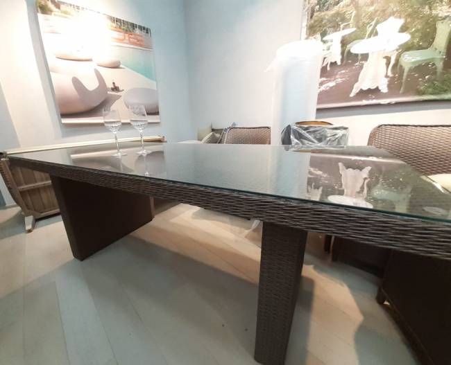 Стол плетеный обеденный Barcelona светло-коричневый 2000х900х720 мм