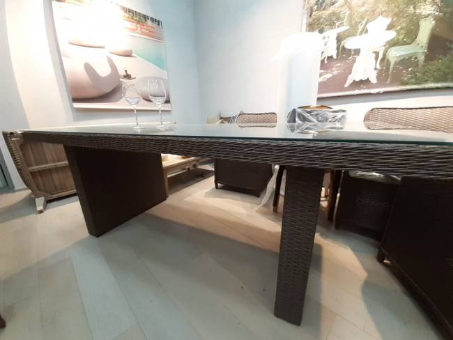 Стол плетеный обеденный Barcelona светло-коричневый 2000х900х720 мм