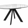 Стол DikLine SFC110 d1100 стекло Оптивайт Белый мрамор/подстолье черное/опоры черные