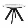 Стол DikLine SFC110 d1100 стекло Оптивайт Белый мрамор/подстолье черное/опоры черные