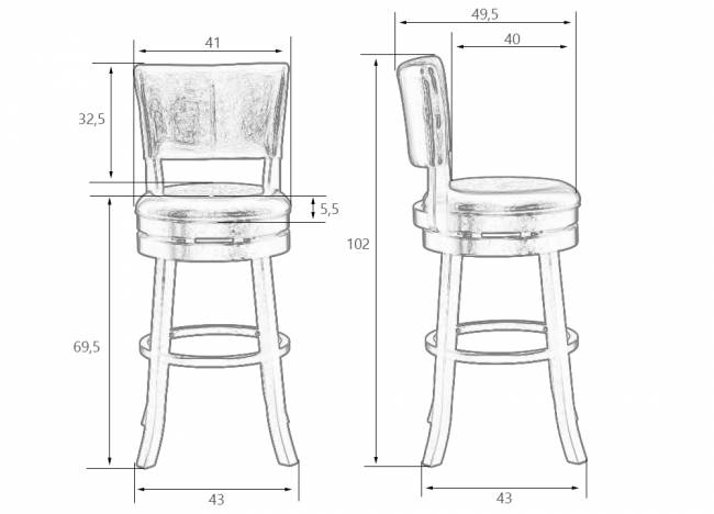 Вращающийся полубарный стул DOBRIN JOHN COUNTER, капучино, черный