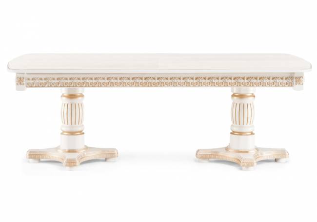 Стол деревянный Морнит 220(320)х110 слоновая кость / золото