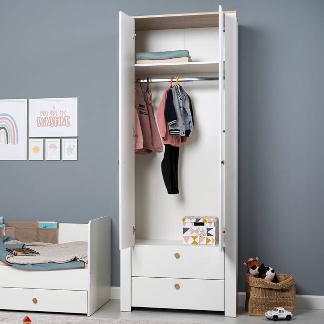 Шкаф для одежды с ящиками Джастин 13.339 цвет белый шагрень/дуб белый эксклюзив Шкаф для одежды с ящиками Джастин 13.339 цвет белый шагрень/дуб белый эксклюзив