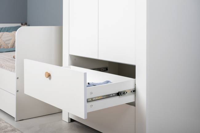 Шкаф для одежды с ящиками Джастин 13.339 цвет белый шагрень/дуб белый эксклюзив Шкаф для одежды с ящиками Джастин 13.339 цвет белый шагрень/дуб белый эксклюзив