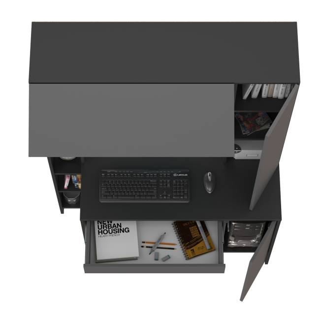 Стол компьютерный с надстройкой Комфорт 12.71 цвет антрацит/тёмно-серый Стол компьютерный с надстройкой Комфорт 12.71 цвет антрацит/тёмно-серый