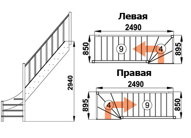 Деревянная лестница ЛС-07м/1