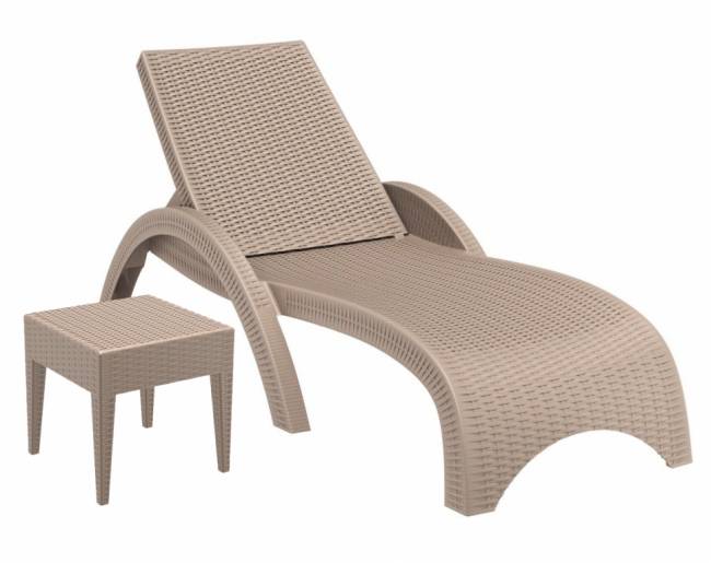 Шезлонг пластиковый GS 1009 (Fiji) бежевый 1870x730x340 мм
