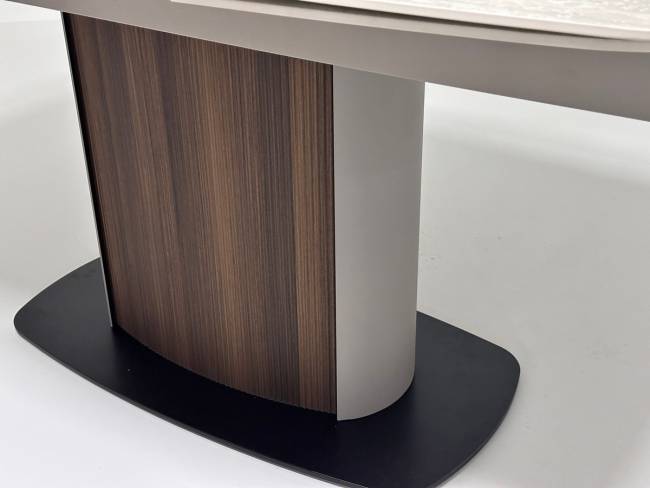 Стол DAGFINN 160 IVORY TRAVERTINE SOLID CERAMIC / Кофе / Орех, ®DISAUR